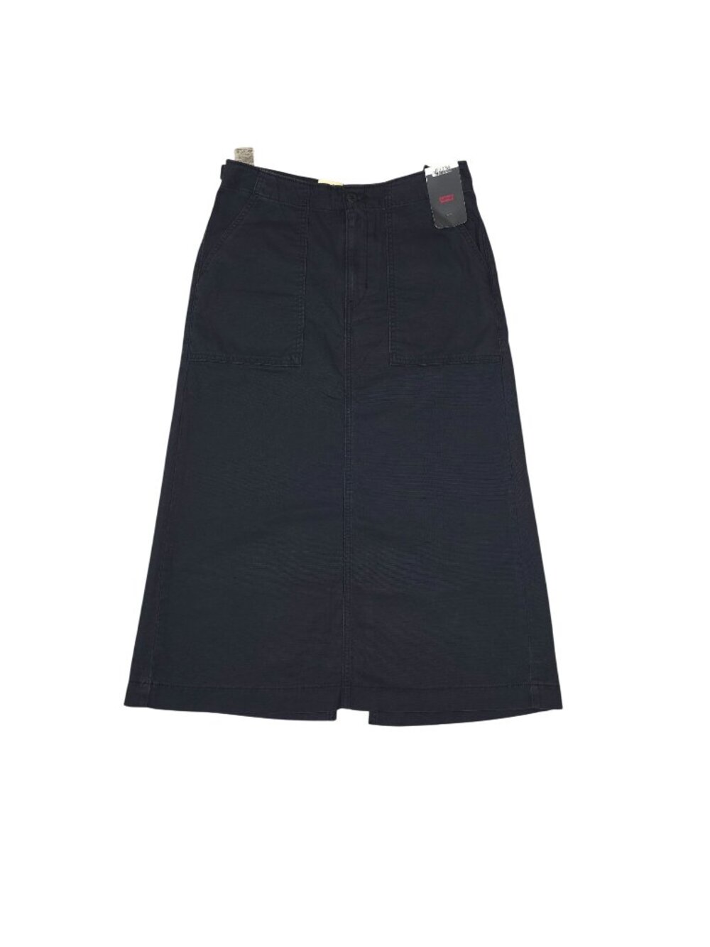 Levis Premium 32.5" Length Denim Skirt Black Cotton Stretch W29 Back Slit
